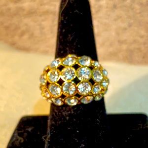 Vintage PIM Gold tone and rhinestone ring